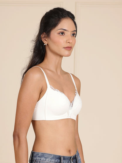 Eyelash Lace Bra — White